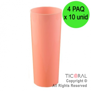 VASO TRAGO LARGO PP KV ROSA PASTEL 280CC (4 pack x 10 unid)